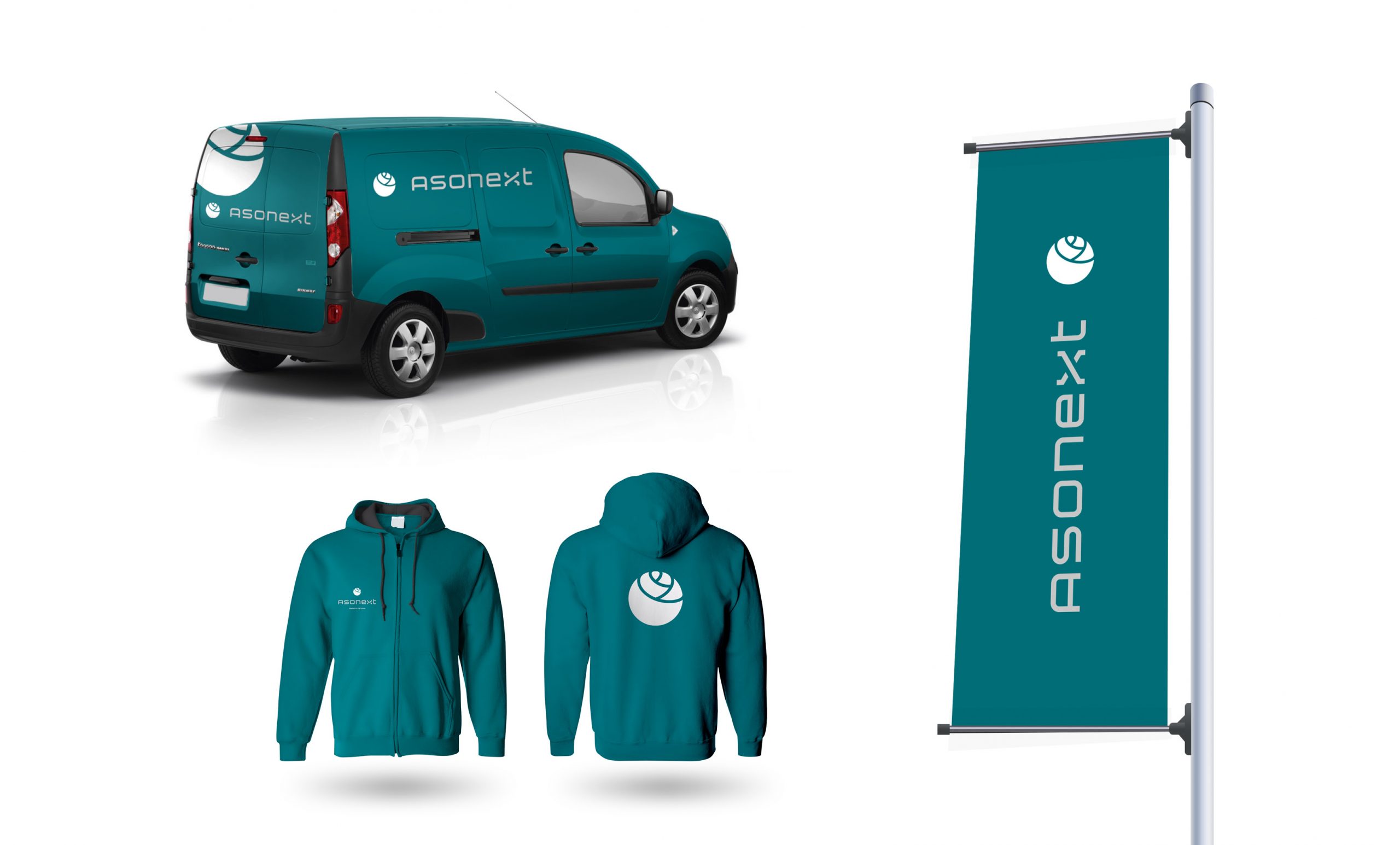 Raineri Asonext logo preview branding tshirt car